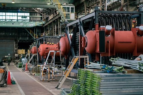 A boiler being manufactured