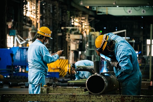 Boiler tubes being welded