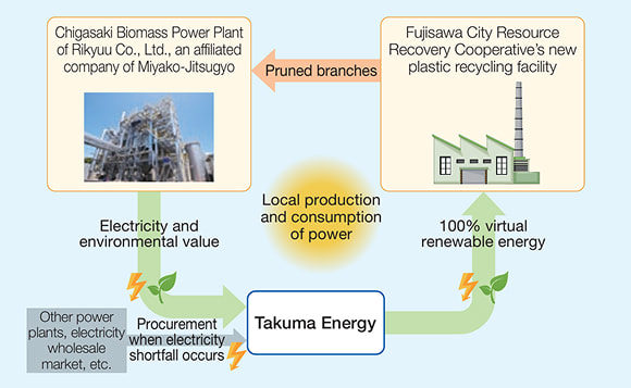 onceptual diagram of a public-private partnership for local production and consumption of 100% renewable electricity